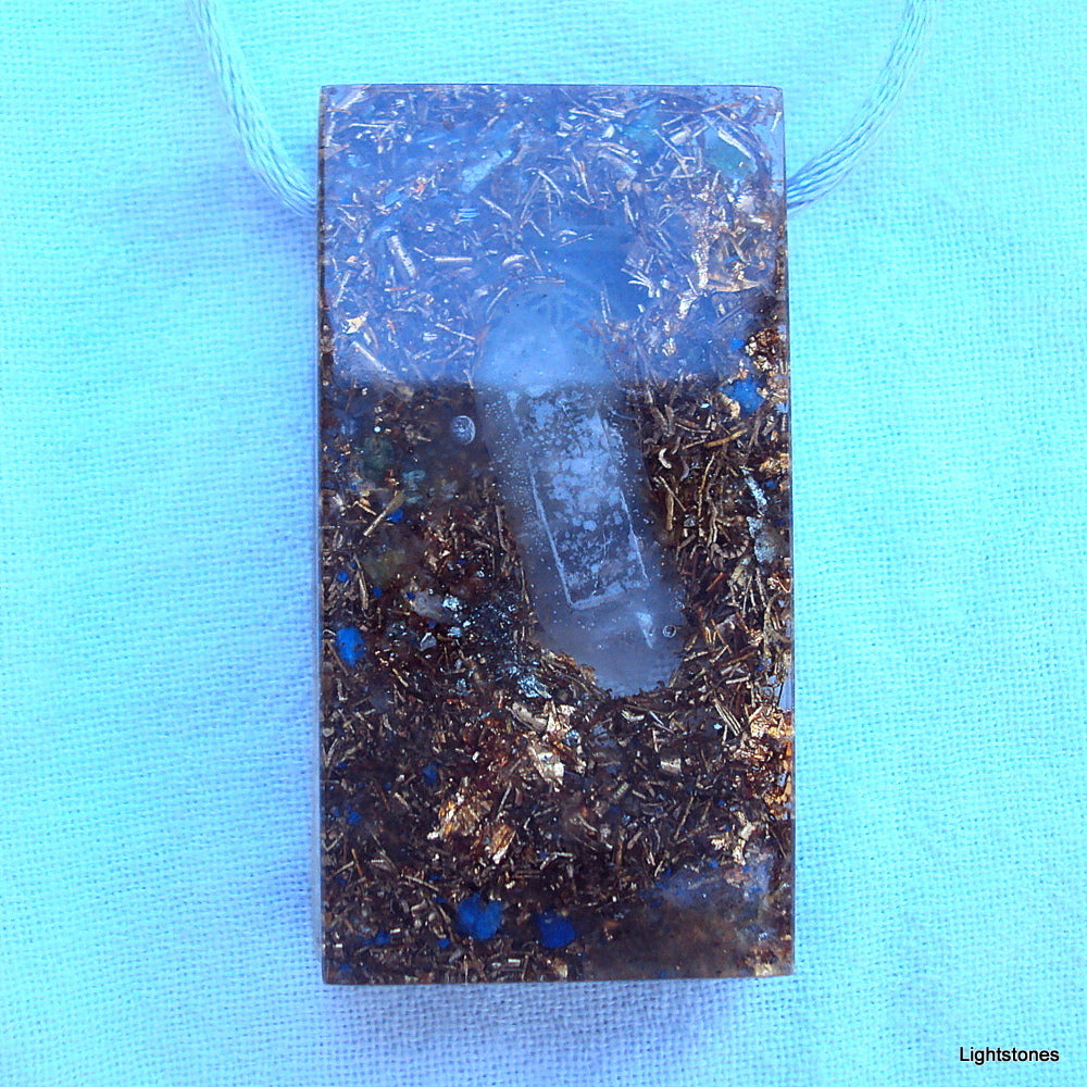 Golden Harmonizer, rectangle, emerald-peridot - Lightstones Orgone , orgonite, EMF protection, orgone pendants, orgone devices, energy jewelry