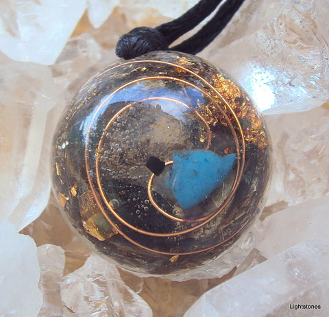Lightdrop Orgone Pendant, herkimmer diamond and turquoise