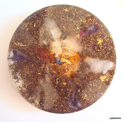 Small Orgone Charging Plate, lapis lazuli and quartz