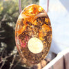 Golden Spiral Orgone Pendant, oval shape, ametyst-lapis lazuli-emerald - Lightstones Orgone , orgonite, EMF protection, orgone pendants, orgone devices, energy jewelry