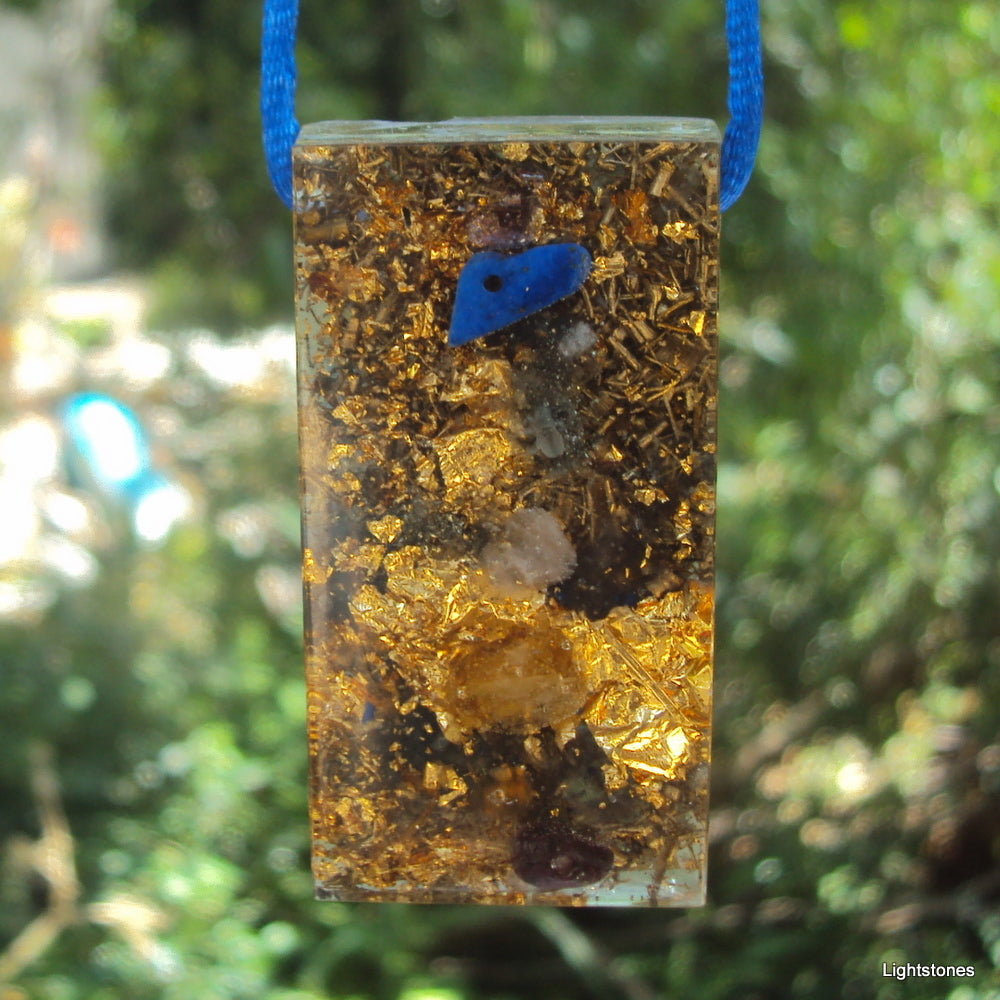 Chakra Harmonizer, Rectangular, blue flower of life - Lightstones Orgone , orgonite, EMF protection, orgone pendants, orgone devices, energy jewelry