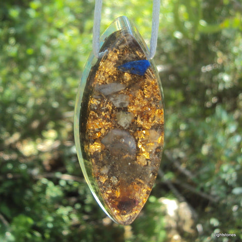 Chakra Harmonizer with shungite and cyan blue flower of life, Vesica Pisces