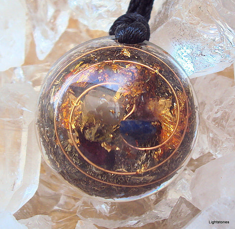 Lightdrop Orgone Pendant, citrine, lapis lazuli