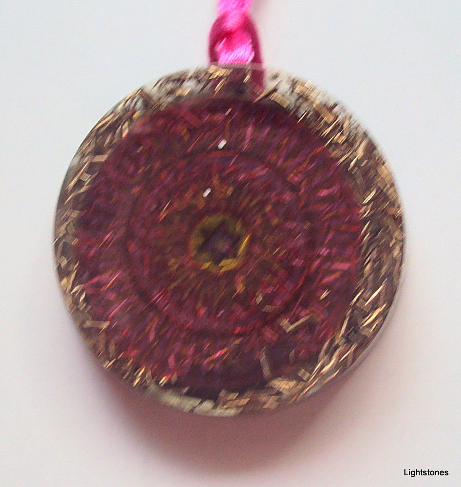 David Star Mandala Orgone Pendant with shungite, pink - Lightstones Orgone , orgonite, EMF protection, orgone pendants, orgone devices, energy jewelry