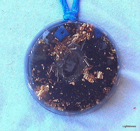 Rainbow harmonizer orgone pendant, with herkimmer and shungite