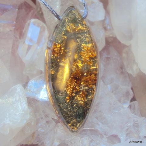 Golden harmonizer, vesica pisces with shungite, emerald-rose quartz