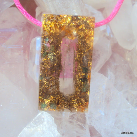Golden Harmonizer, rectangle, DT quartz,emerald