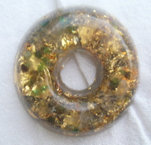 Orgone Torus, emerald and rosequartz