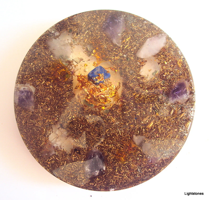 Small Orgone Charging Plate, lapis lazuli, ametyst and quartz