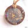 Golden Spiral Orgone Pendant, rose quartz-pearl-garnet