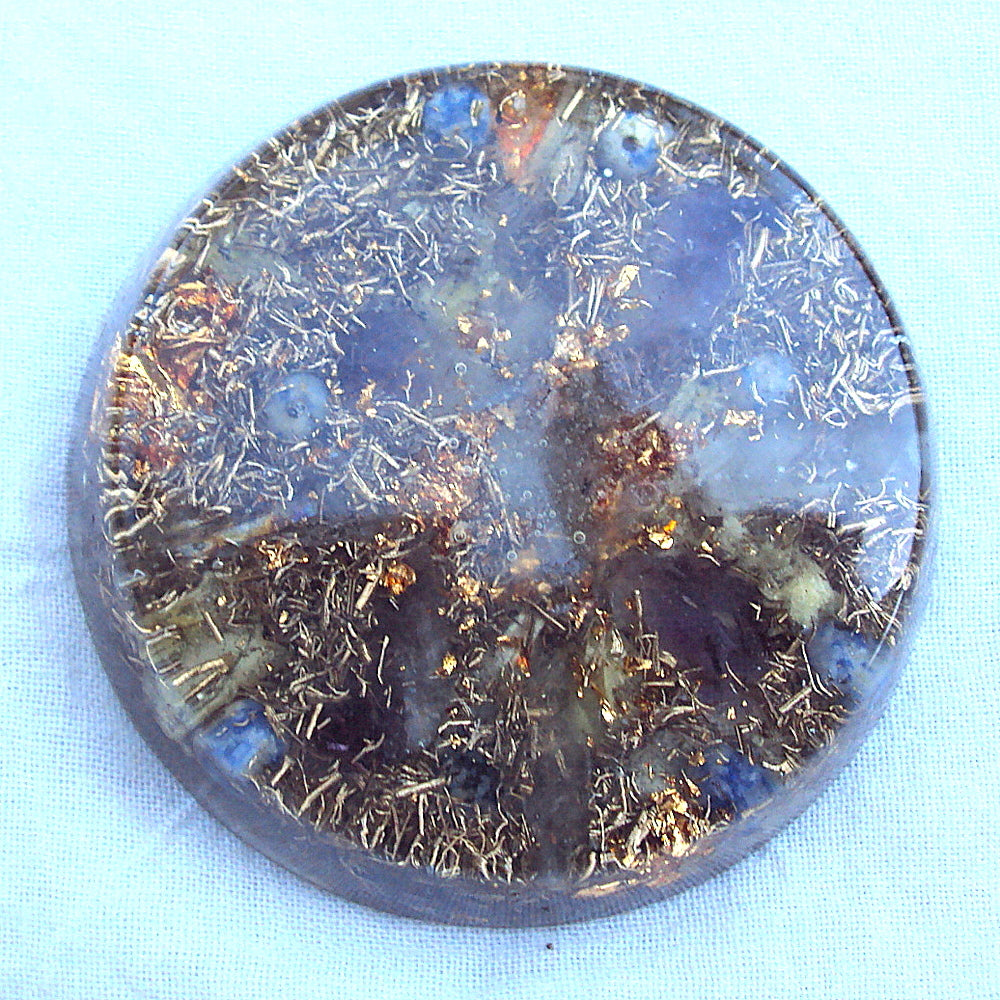 Orgone Travellers Charging Plate, lapis lazuli and ametyst. - Lightstones Orgone , orgonite, EMF protection, orgone pendants, orgone devices, energy jewelry