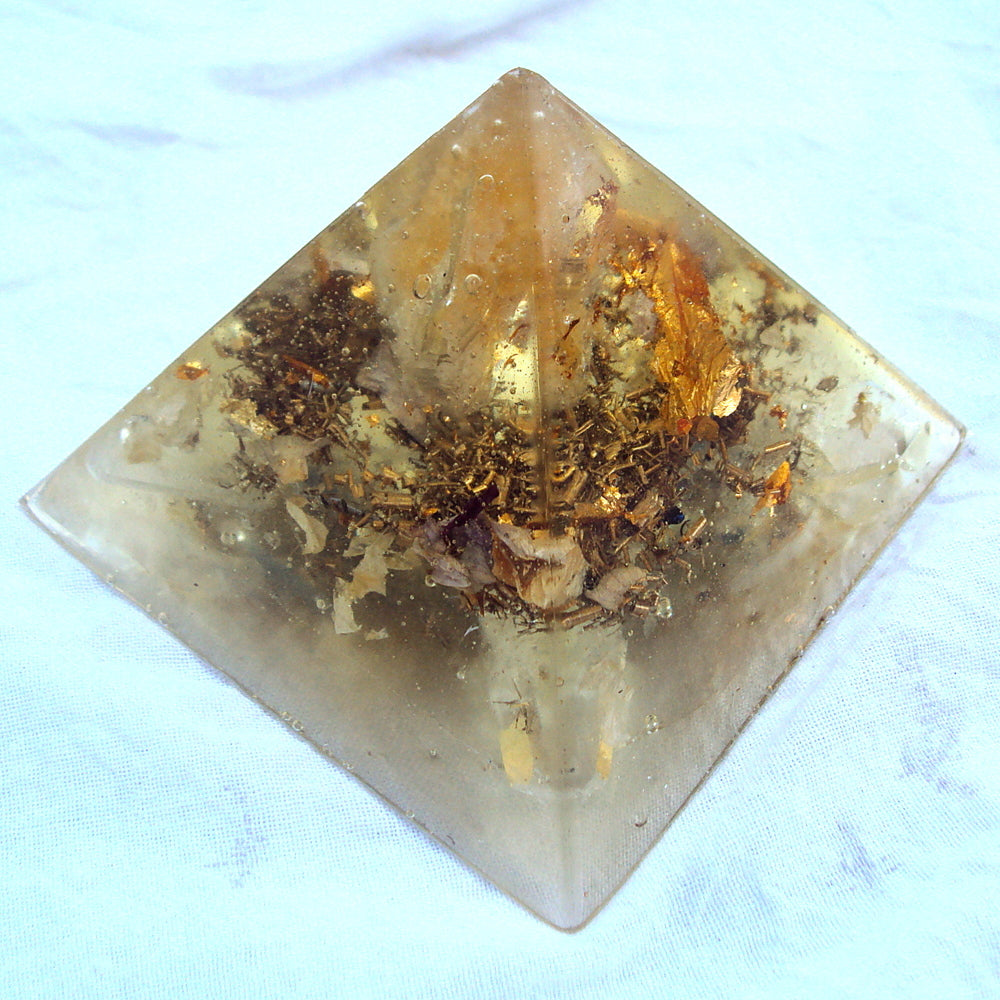 HHG Orgone Pyramid with citrine - Lightstones Orgone , orgonite, EMF protection, orgone pendants, orgone devices, energy jewelry