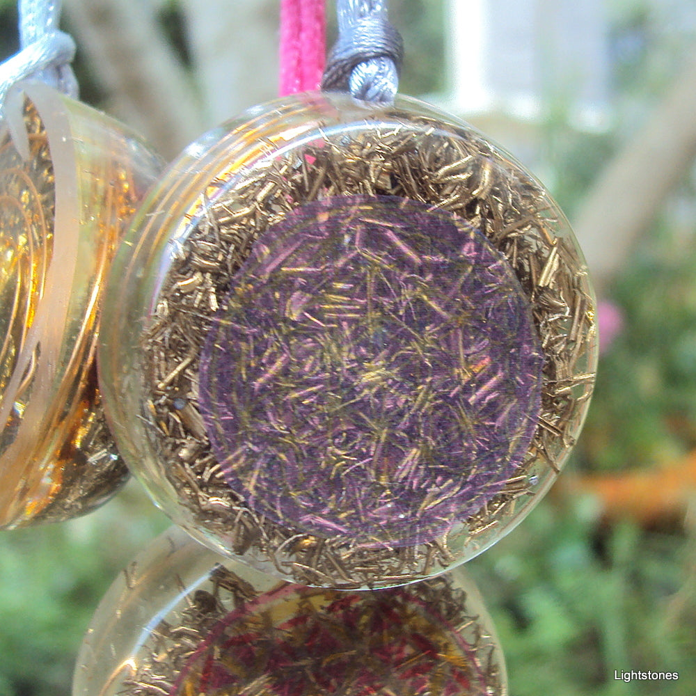 Purple Flower of Life Mandala Orgone Pendant - Lightstones Orgone , orgonite, EMF protection, orgone pendants, orgone devices, energy jewelry