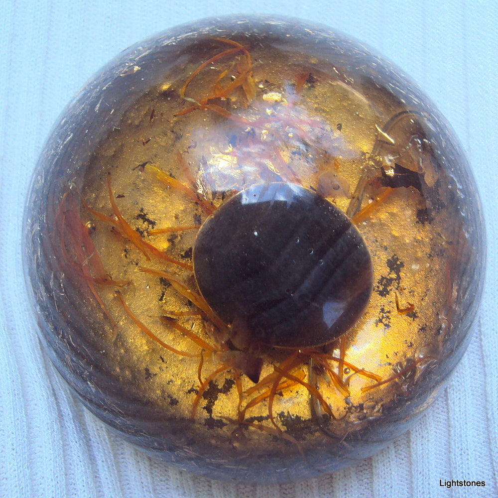 TB Orgone Dome, Space Enhancer with ametyst and calendula - Lightstones Orgone , orgonite, EMF protection, orgone pendants, orgone devices, energy jewelry