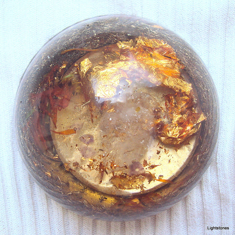 TB Orgone Dome, Space Enhancer with rose quartz, ametyst, calendula.