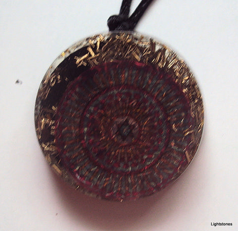 David Star Mandala Orgone Pendant with shungite, turquoise and pink