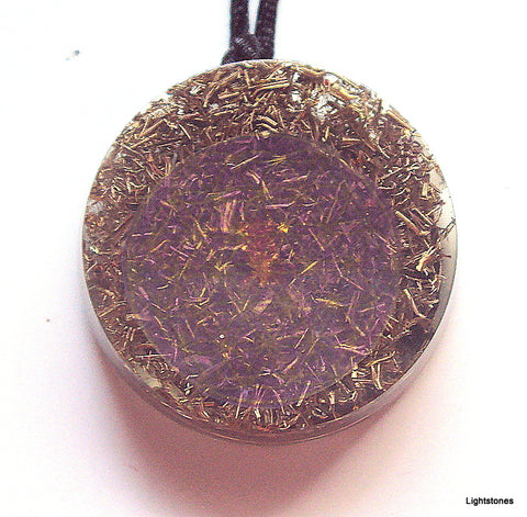 Purple Flower of Life Mandala Pendant with shungite