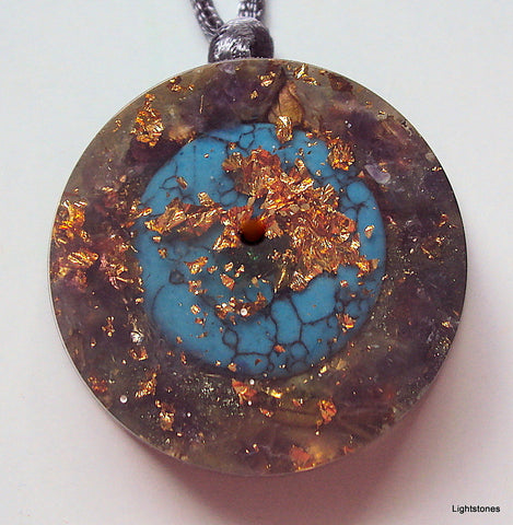 Turquoise orgone pendant, healing stone