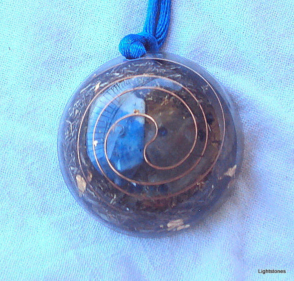 Personal Protection Orgone Pendant, saphire, lapis, aquamarine - Lightstones Orgone , orgonite, EMF protection, orgone pendants, orgone devices, energy jewelry