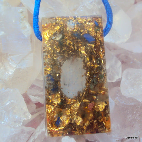 Golden Harmonizer, rectangle, herkimmer, lapis lazuli and rose quartz