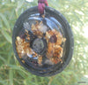 Shungite torus disc orgone pendant, garnet and rose quartz - Lightstones Orgone , orgonite, EMF protection, orgone pendants, orgone devices, energy jewelry